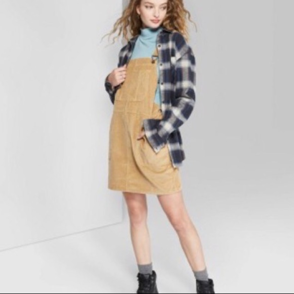 Wild Fable Tan Corduroy Overall Dress Size Large